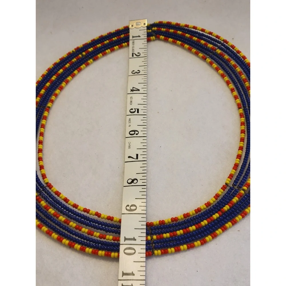 Beaded Collar Necklace Maasai Tribal African Boho Ethnic Statement Blue Red